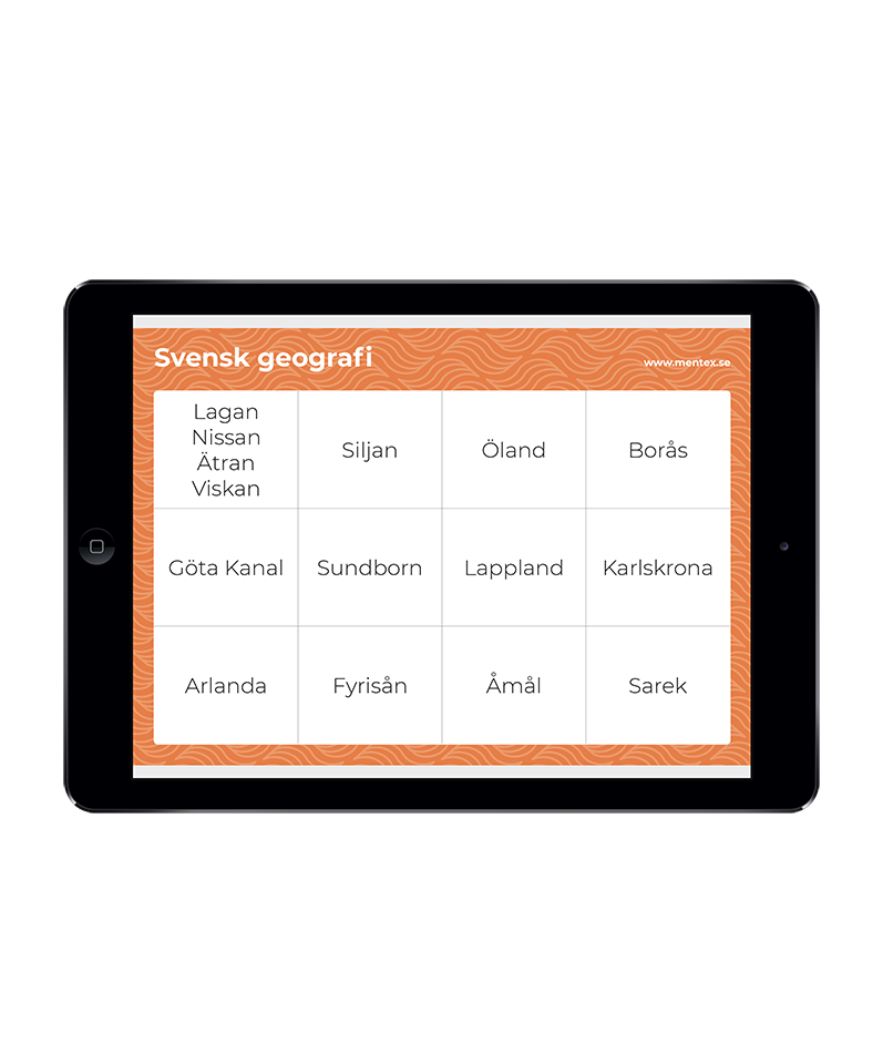 Svensk Geografi Mentex bingobricka digital