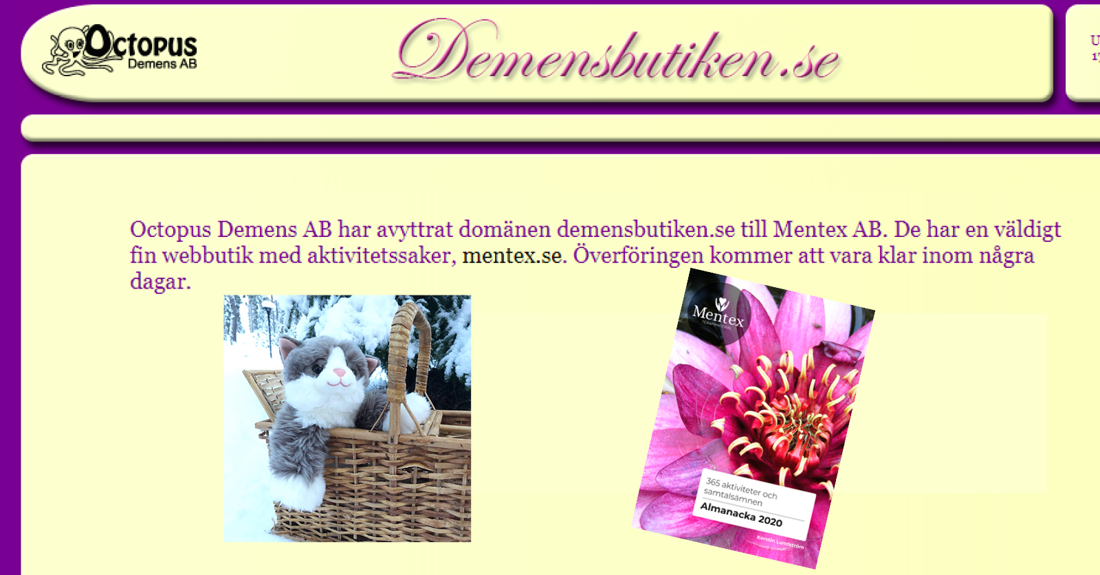 Vi övertar domänen demensbutiken.se