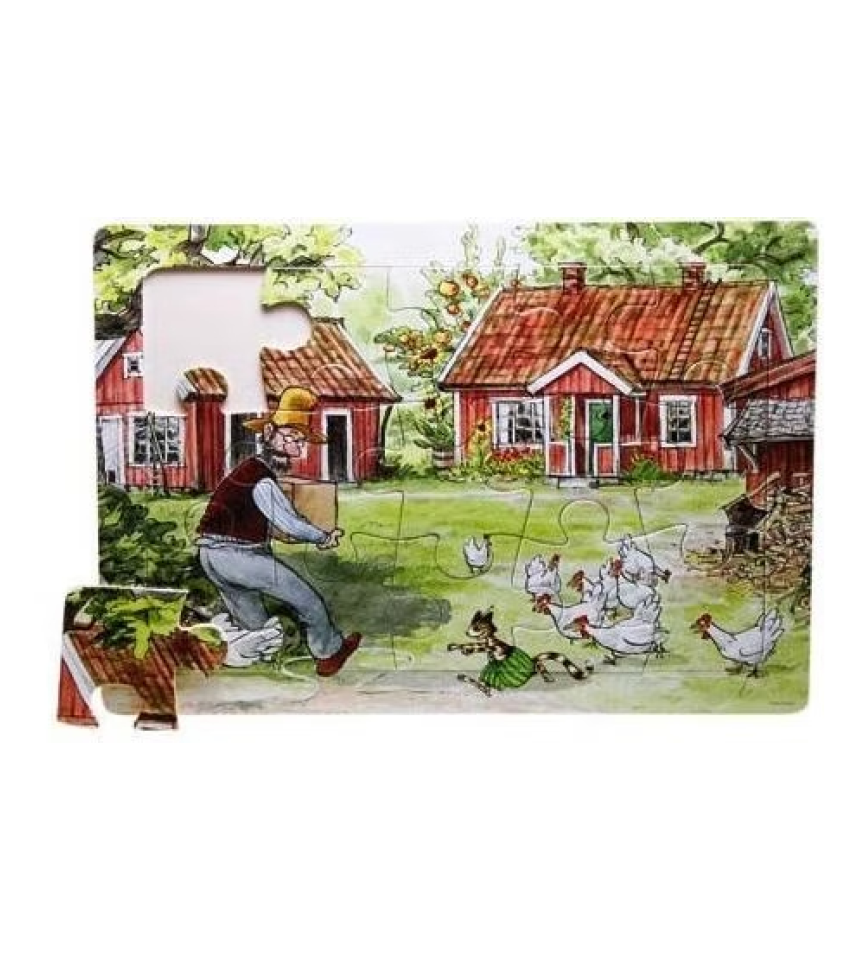 375 , 15 bitars rampussel i trä Pettson och Findus rampussel