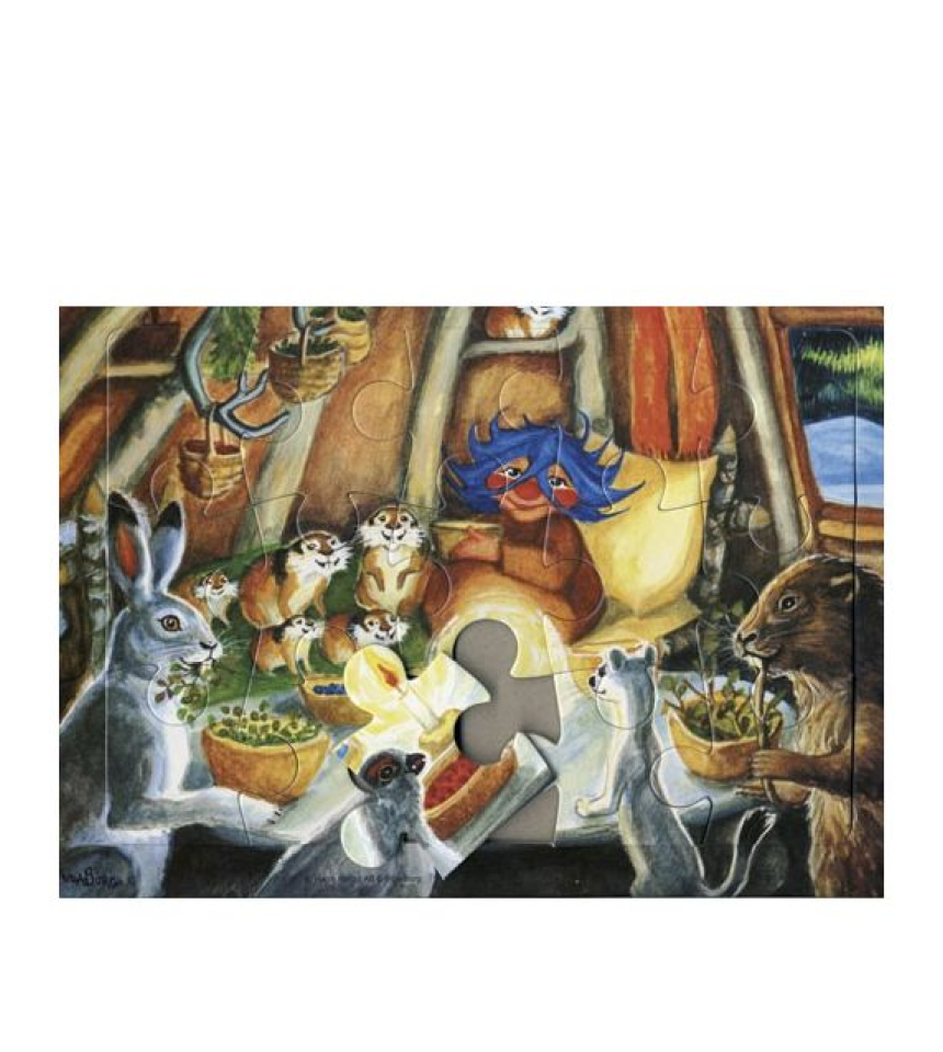 378 plupp , 15 bitars rampussel i trä